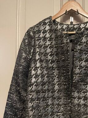 J. Crew Collection Black and Silver Metallic Tweed Collarless Jacket
